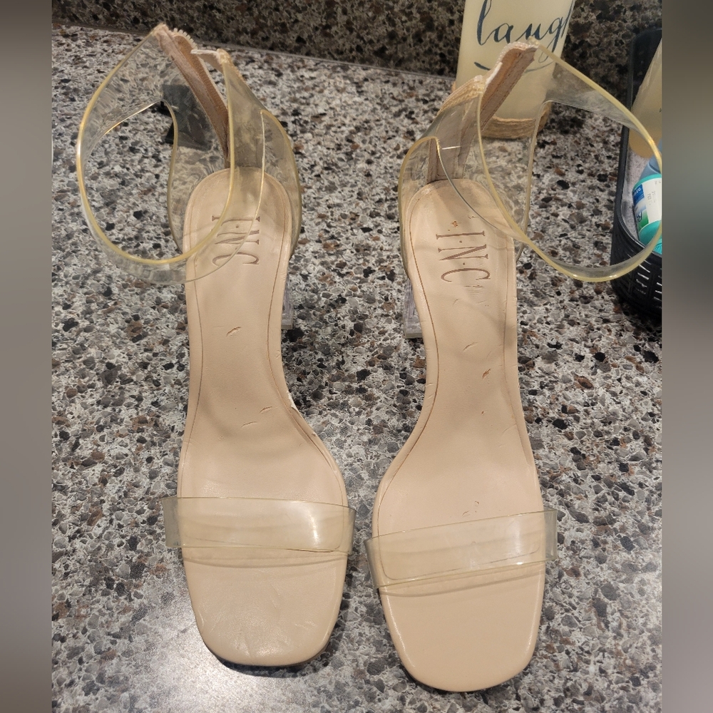 INC International Concepts Beige Heels with Clear Straps